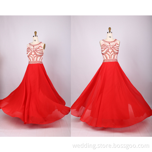 Cheap A-line Beading Chiffon Long Evening Dresses 2015